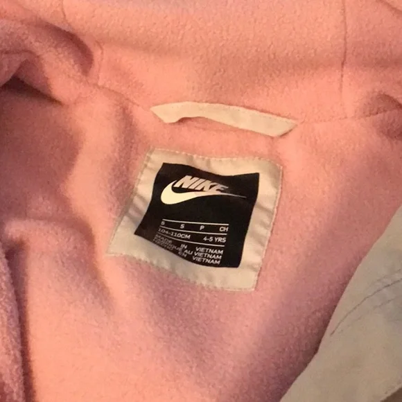 Nike rip stop hooded rain jacket girls child size 4-5 Full zipper fleece lined - Picture 9 of 10